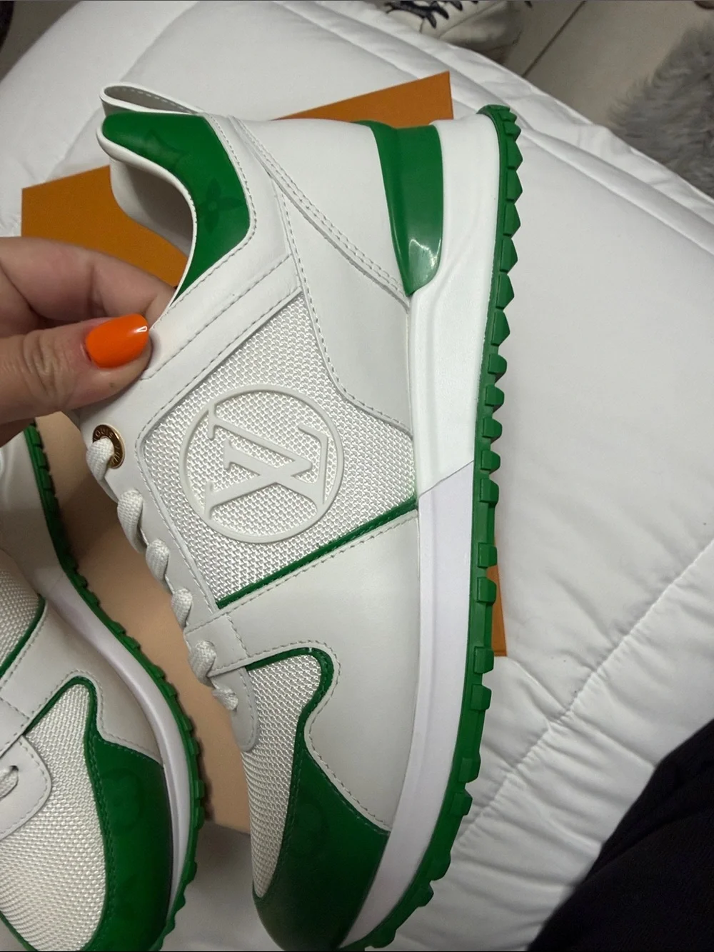 Louis Vuitton White & Green Low-Top Sneaker